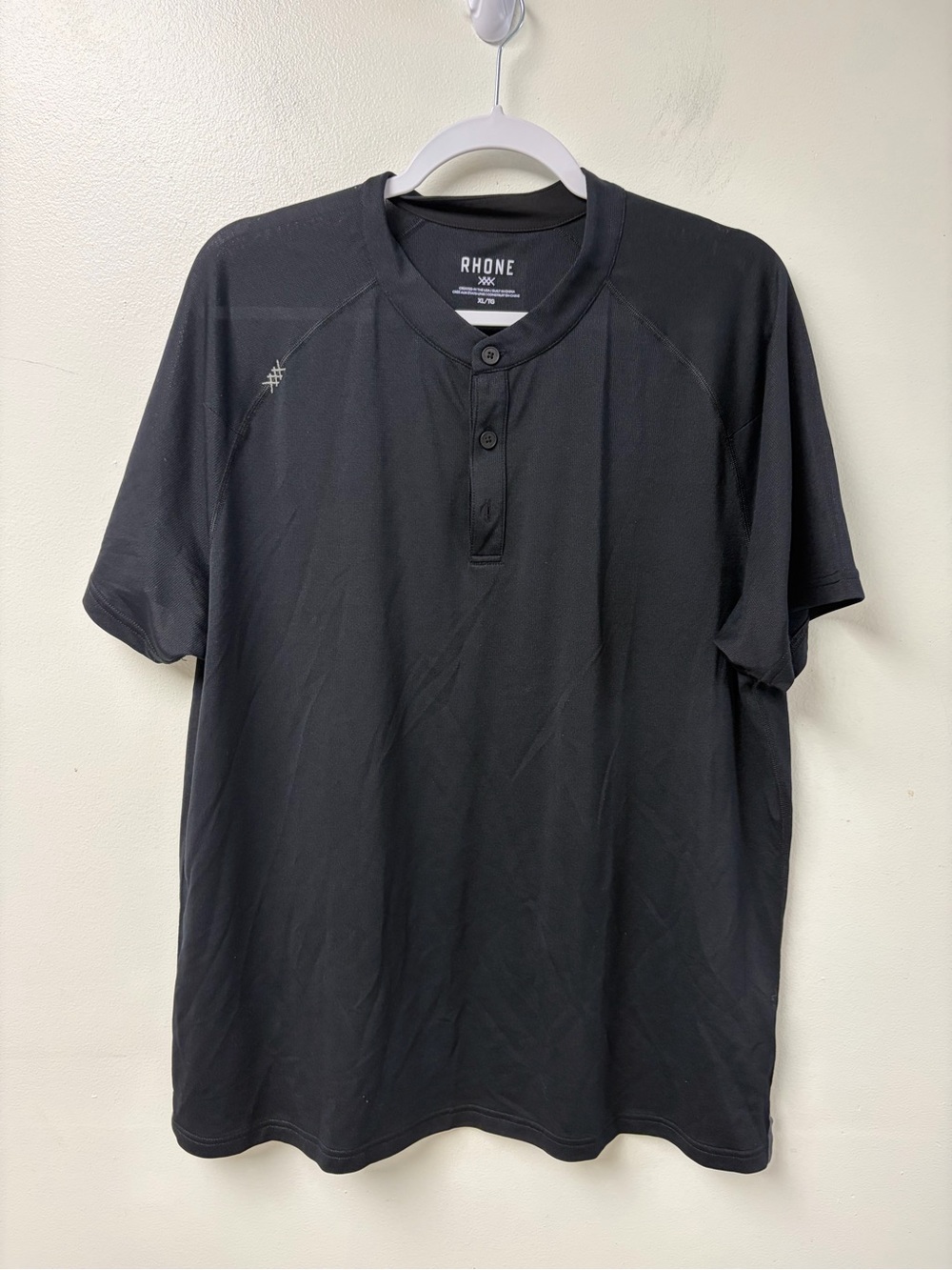 Rhone Delta Piqué Performance Henley Black Size XL - Picture 2 of 6